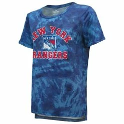 Outlet 😍 Women's Majestic Threads Blue New York Rangers Boyfriend Tie-Dye Tri-Blend T-Shirt ✔️ -women‘s clothing store unnamed file 652