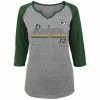 Best Pirce ❤️ Outerstuff 👩 Women's Juniors Aaron Rodgers Heathered Gray/Green Green Bay Packers Over The Line Player Name & Number Tri-Blend 3/4-Sleeve V-Notch T-Shirt ✔️ -women‘s clothing store unnamed file 662