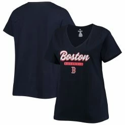 New 🧨 Profile 👩 Women's Navy Boston Red Sox Plus Size V-Neck T-Shirt 🎁 -women‘s clothing store unnamed file 712