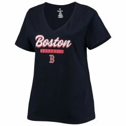 New 🧨 Profile 👩 Women's Navy Boston Red Sox Plus Size V-Neck T-Shirt 🎁 -women‘s clothing store unnamed file 713