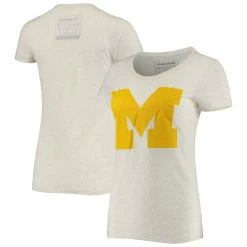 Discount 😉 Women's Homefield Heathered Oatmeal Michigan Wolverines Vintage Block M Tri-Blend T-Shirt ⌛