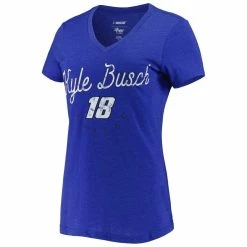 New 💯 Women's G-III 4Her By Carl Banks Royal Kyle Busch Bump & Run V-Neck T-Shirt ❤️ -women‘s clothing store unnamed file 725