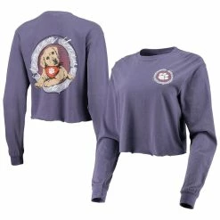 Deals ⌛ Image One 👩 Women's Purple Clemson Tigers Best Friend Crop Long Sleeve T-Shirt 💯 -women‘s clothing store unnamed file 732