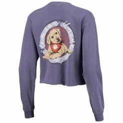 Deals ⌛ Image One 👩 Women's Purple Clemson Tigers Best Friend Crop Long Sleeve T-Shirt 💯 -women‘s clothing store unnamed file 734