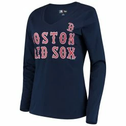 Discount 🌟 Women's G-III 4Her By Carl Banks Navy Boston Red Sox Post Season Long Sleeve T-Shirt 👍 -women‘s clothing store unnamed file 745