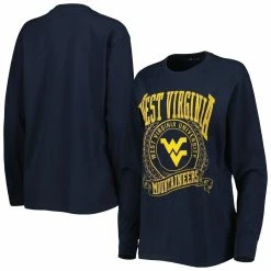 Best Pirce 😉 Women's Pressbox Navy West Virginia Mountaineers Big Country Laurels Long Sleeve T-Shirt 👏 -women‘s clothing store unnamed file 769