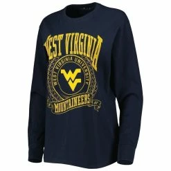 Best Pirce 😉 Women's Pressbox Navy West Virginia Mountaineers Big Country Laurels Long Sleeve T-Shirt 👏 -women‘s clothing store unnamed file 770