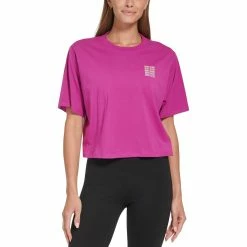 Coupon 🎉 DKNY Sport Metallic Repeat Logo Crew Neck Tee 🧨