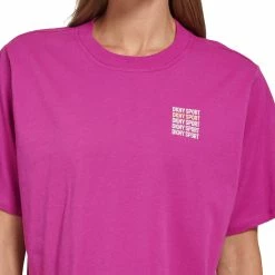 Coupon 🎉 DKNY Sport Metallic Repeat Logo Crew Neck Tee 🧨 -women‘s clothing store unnamed file 778