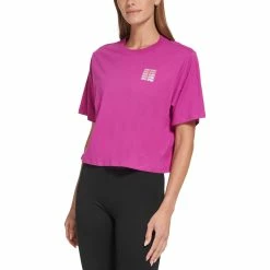 Coupon 🎉 DKNY Sport Metallic Repeat Logo Crew Neck Tee 🧨 -women‘s clothing store unnamed file 779