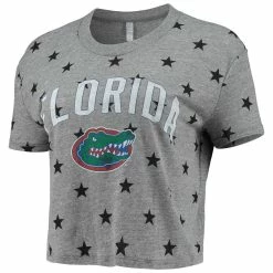 Cheapest ⌛ Women's Alternative Apparel Gray Florida Gators Headliner Stars Cropped Tri-Blend T-Shirt ✔️ -women‘s clothing store unnamed file 784