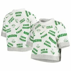 Budget 🛒 Women's Nike White/Heathered Gray Oregon Ducks Allover Print Trend Cropped Tri-Blend T-Shirt ✔️