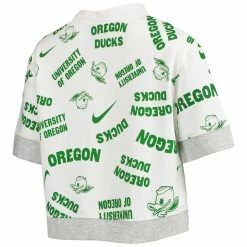 Budget 🛒 Women's Nike White/Heathered Gray Oregon Ducks Allover Print Trend Cropped Tri-Blend T-Shirt ✔️ -women‘s clothing store unnamed file 801