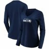 Top 10 ✔️ Women's Fanatics Branded College Navy Seattle Seahawks Primary Logo V-Neck T-Shirt 🔔 -women‘s clothing store unnamed file 802