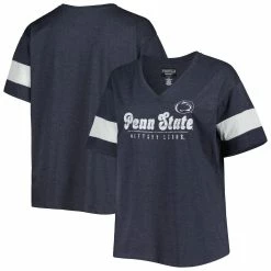 Wholesale 👍 Profile 👩 Women's Heather Navy Penn State Nittany Lions Plus Size Give It All V-Neck T-Shirt 🔔 -women‘s clothing store unnamed file 835