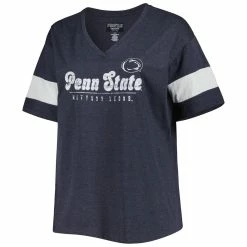 Wholesale 👍 Profile 👩 Women's Heather Navy Penn State Nittany Lions Plus Size Give It All V-Neck T-Shirt 🔔 -women‘s clothing store unnamed file 836