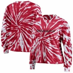 Buy 🎁 Women's WEAR By Erin Andrews Red Wisconsin Badgers Tie-Dye Long Sleeve T-Shirt ⌛
