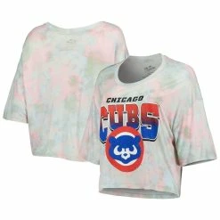 Buy ✔️ Women's Majestic Threads Chicago Cubs Cooperstown Collection Tie-Dye Boxy Cropped Tri-Blend T-Shirt ⭐ -women‘s clothing store unnamed file 867