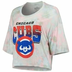 Buy ✔️ Women's Majestic Threads Chicago Cubs Cooperstown Collection Tie-Dye Boxy Cropped Tri-Blend T-Shirt ⭐ -women‘s clothing store unnamed file 868