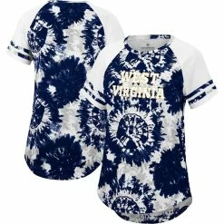 Buy 🥰 Women's Colosseum Navy/White West Virginia Mountaineers Annie Oversized Tie-Dye Raglan T-Shirt 🥰 -women‘s clothing store unnamed file 871