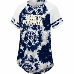 Buy 🥰 Women's Colosseum Navy/White West Virginia Mountaineers Annie Oversized Tie-Dye Raglan T-Shirt 🥰 -women‘s clothing store unnamed file 872