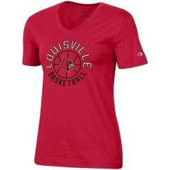 Discount 🔔 Women's Champion Red Louisville Cardinals 🏀 Basketball V-Neck T-Shirt 😉 -women‘s clothing store unnamed file 888