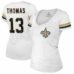 Brand new 🤩 Majestic Threads 👩 Women's Fanatics Branded Michael Thomas White New Orleans Saints Fashion Player Name & Number V-Neck T-Shirt 🎉 -women‘s clothing store unnamed file 895