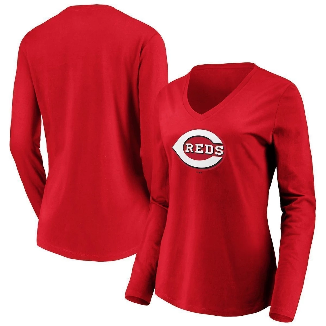 Hot Sale π Women's Fanatics Branded Red Cincinnati Reds Official Logo Long Sleeve V-Neck T-Shirt π₯° 4 Hot Sale π Women's Fanatics Branded Red Cincinnati Reds Official Logo Long Sleeve V-Neck T-Shirt π₯° - Image 2