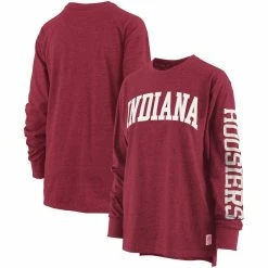 Best reviews of 🤩 Women's Pressbox Heathered Crimson Indiana Hoosiers Two-Hit Canyon Long Sleeve T-Shirt 🤩