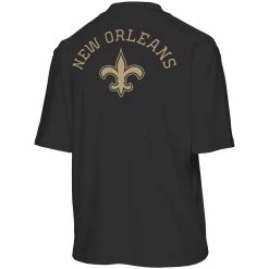 Hot Sale 🥰 Women's Junk Food Black New Orleans Saints Half-Sleeve Mock Neck T-Shirt ✨ -women‘s clothing store unnamed file 924