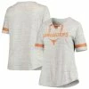 Buy ✨ Profile 👩 Women's Heathered Gray Texas Longhorns Plus Size Lace-Up V-Neck T-Shirt 🔔 -women‘s clothing store unnamed file 935