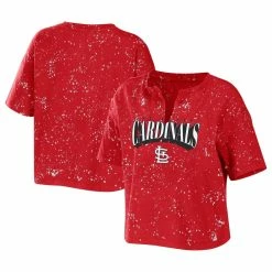 Buy 🛒 Women's WEAR By Erin Andrews Red St. Louis Cardinals Notch Neck Tie-Dye T-Shirt 🤩