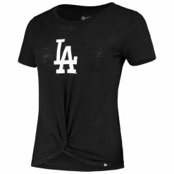 Outlet 👏 Women's New Era Black Los Angeles Dodgers 2-Hit Front Twist Burnout T-Shirt ✨ -women‘s clothing store unnamed file 963