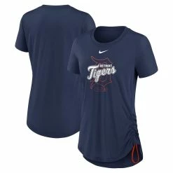 Wholesale 🥰 Women's Nike Navy Detroit Tigers Side Cinch Fashion Tri-Blend Performance T-Shirt ✔️