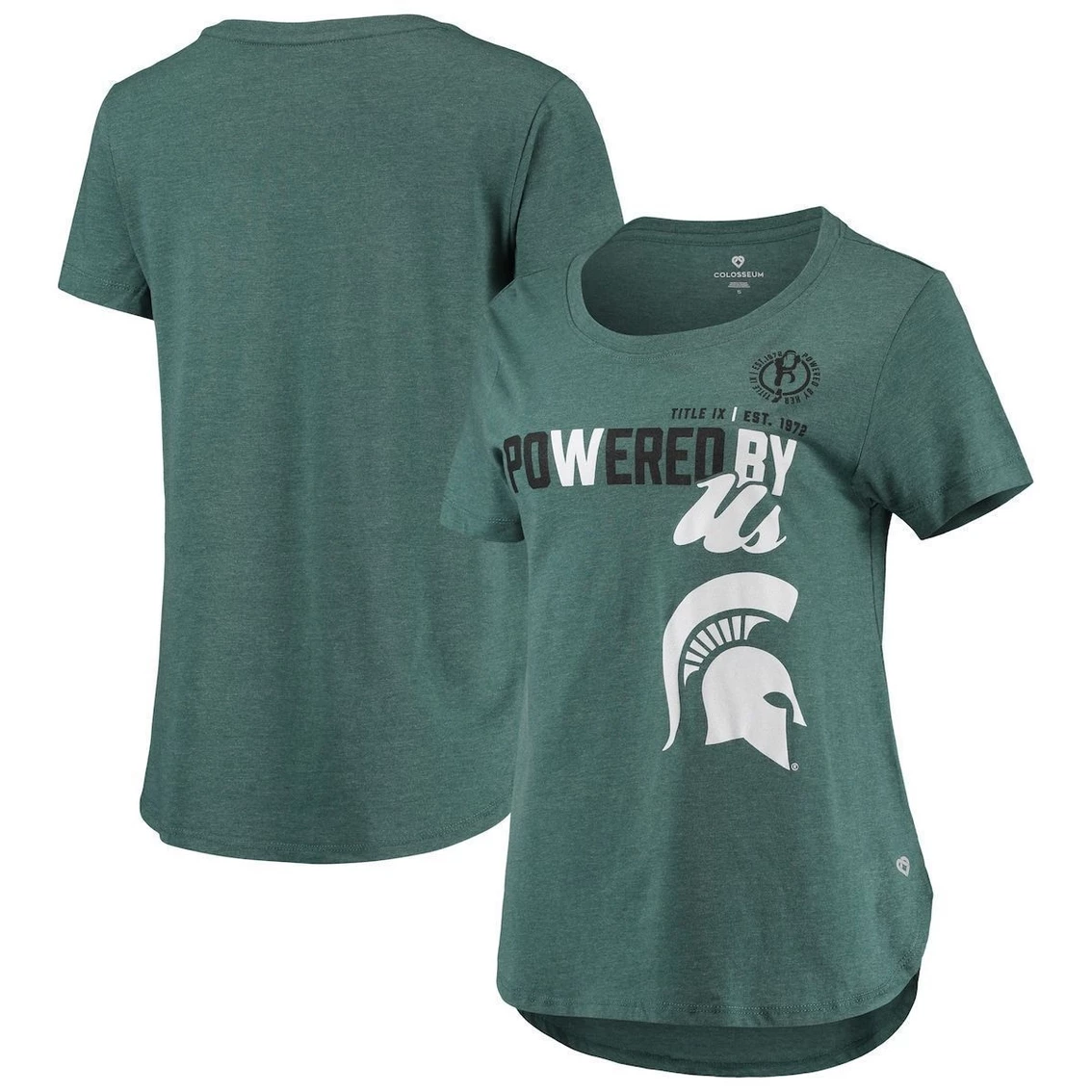 New ❤️ Women's Colosseum Heathered Green Michigan State Spartans PoWered By Title IX T-Shirt 🧨 3 New ❤️ Women's Colosseum Heathered Green Michigan State Spartans PoWered By Title IX T-Shirt 🧨