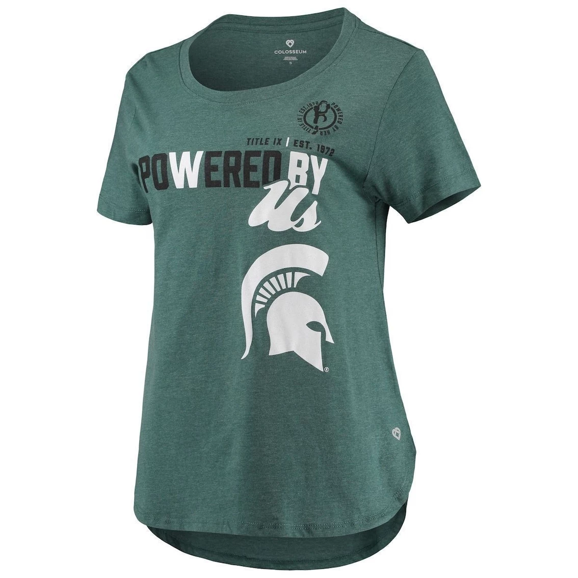 New ❤️ Women's Colosseum Heathered Green Michigan State Spartans PoWered By Title IX T-Shirt 🧨 5 New ❤️ Women's Colosseum Heathered Green Michigan State Spartans PoWered By Title IX T-Shirt 🧨 - Image 3