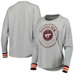 Budget 💯 Women's Colosseum Heathered Gray Virginia Tech Hokies Andy Long Sleeve T-Shirt ❤️ -women‘s clothing store unnamed file 999